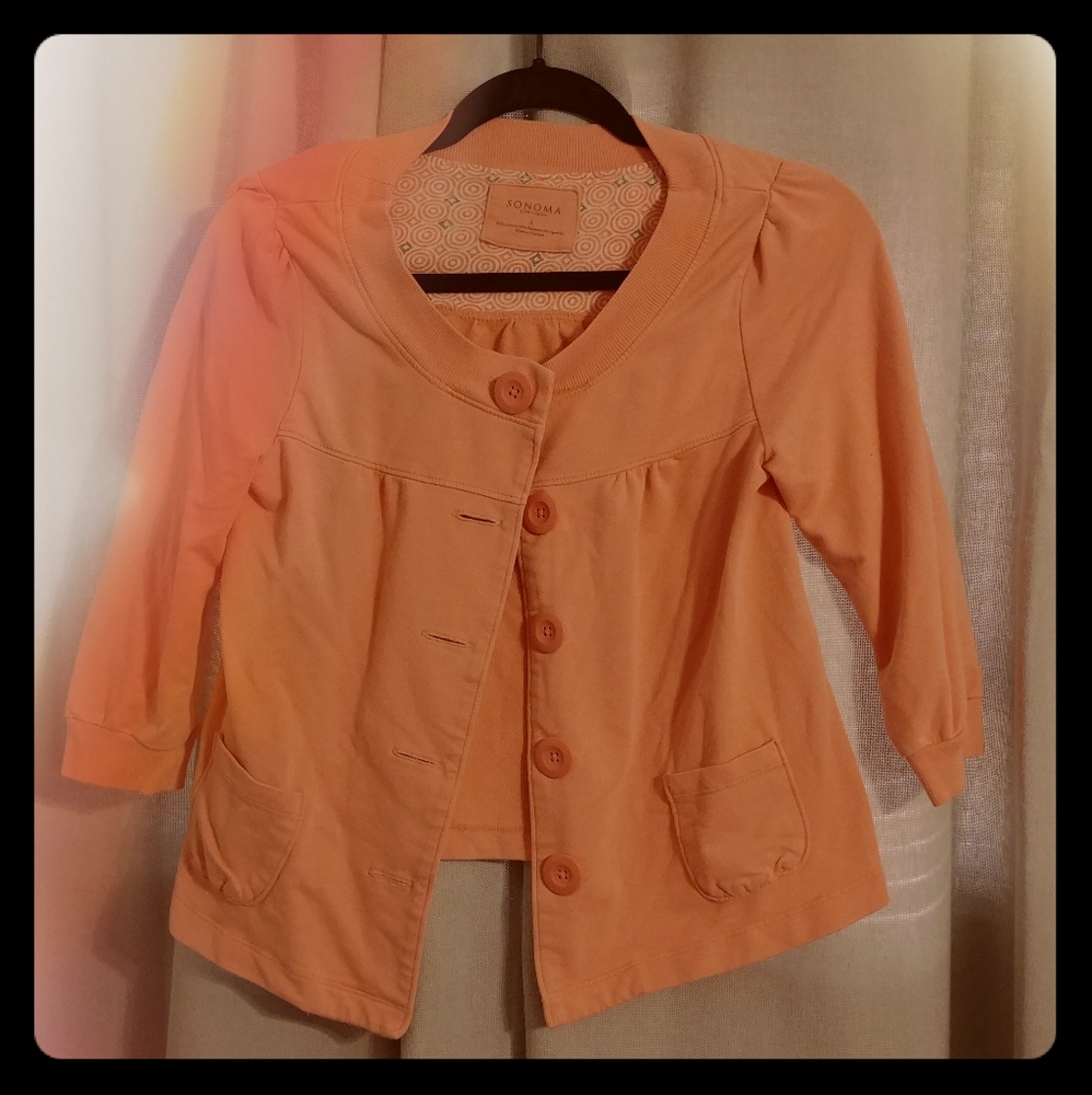 Sonoma S salmon button up cardigan